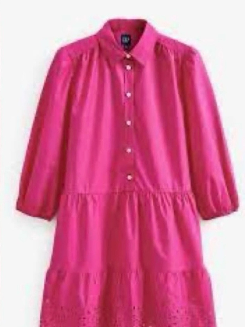 GAP Bright Pink Tiered Button-Front Mini Dress